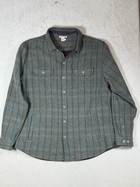 Carbon2Cobalt Size Large Shacket Cotton Shirt Jacket Teal Plaid Soft Structured